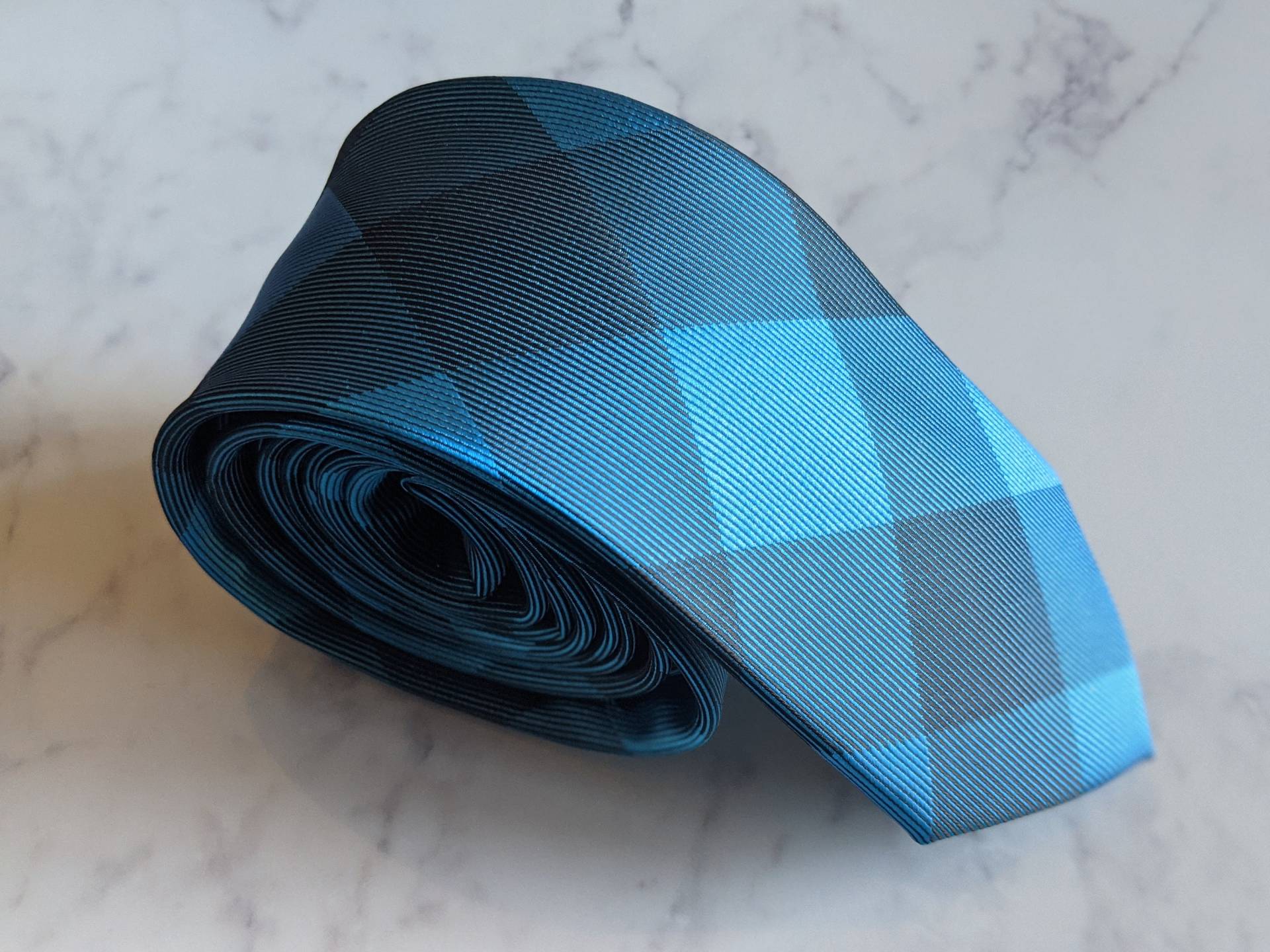 Herren Blau Karierte Krawatte von LeBonHomme
