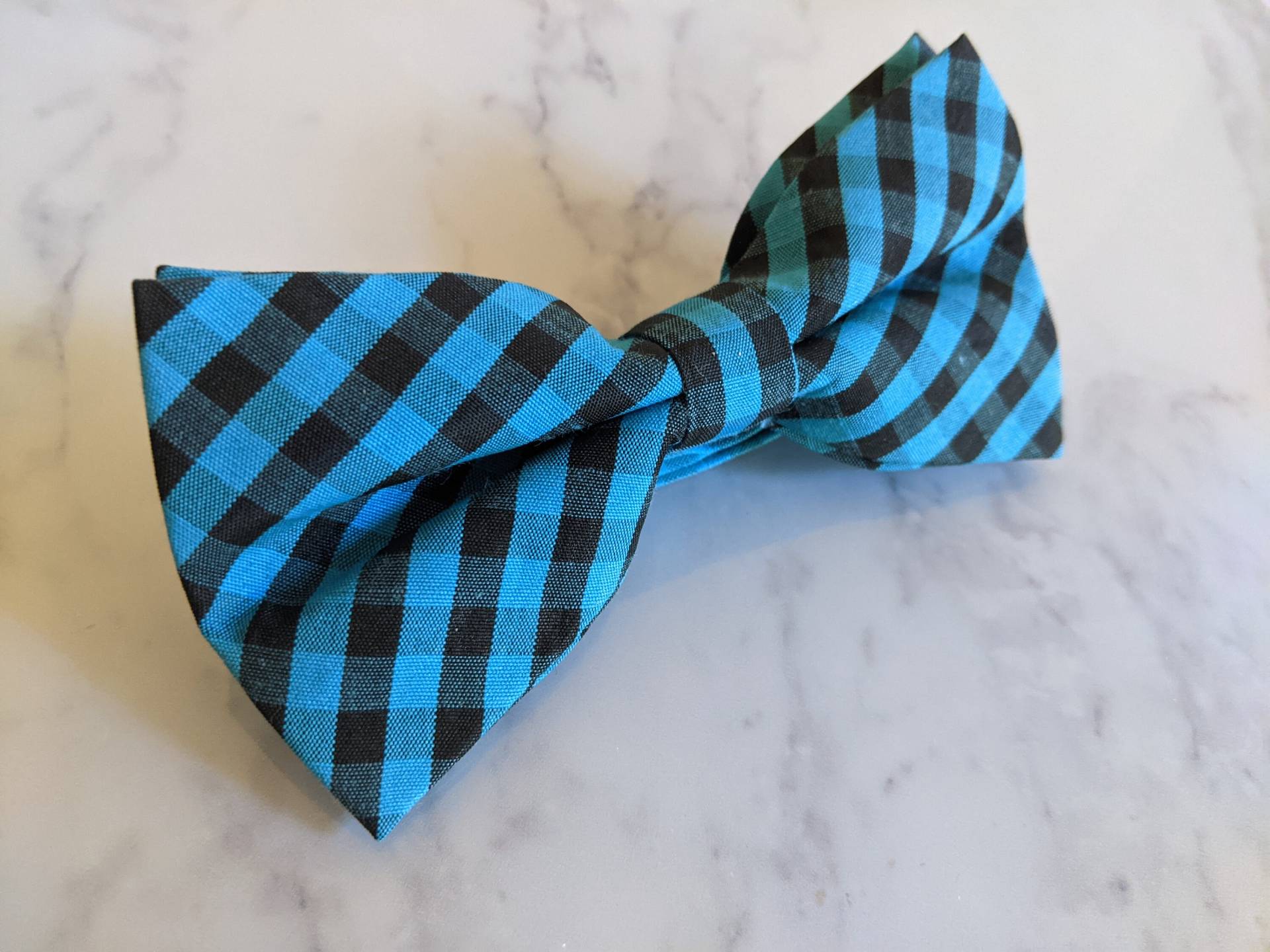 Teal Gingham Fliege von LeBonHomme