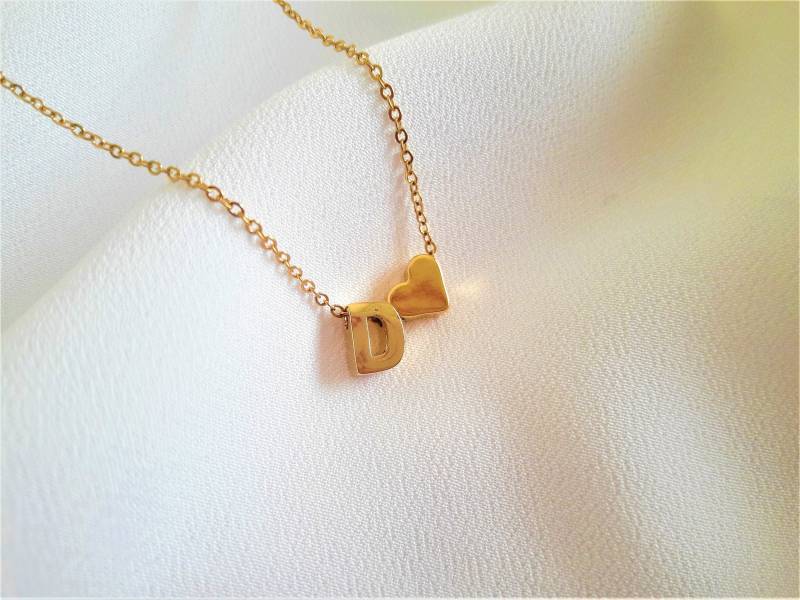 Monogramm Goldkette Initiale Und Herz, Personalisierter Schmuck Monogramm Goldkette Initiale Und Herz, Personalisierter Schmuck von LeBoudoirByK