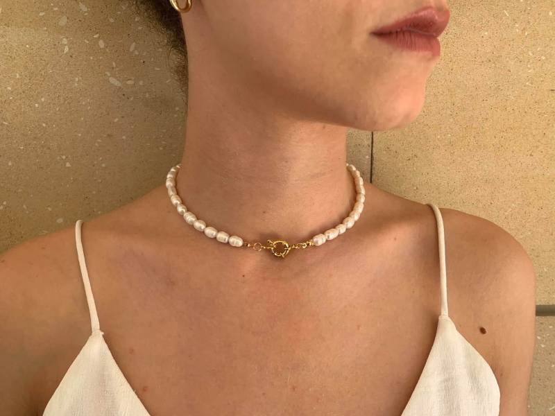 Süßwasser Perlenkette 24K Vergoldete Verschluss, Brautjungfer Schmuck Süßwasser Perlenkette 24K Vergoldete Verschluss, Brautjungfer Schmuck von LeBoudoirByK