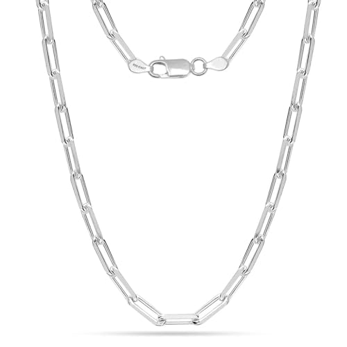 LeCalla 925 Sterling Silber Italienisch 4.5 MM PaperClip Link Kette Halskette für Frauen 20 Zoll von LeCalla