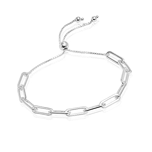 LeCalla 925 Sterling Silber Italienisch Büroklammer Link Kette Schieben Bolo Armband für Frauen von LeCalla