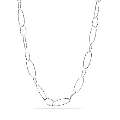 925 Sterling Silver Italian Paperclip Link-Chain Necklace for Women 24 Inches von LeCalla