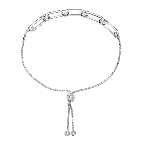 LeCalla 925 Sterling Silber Italienisch Büroklammer Link Kette Schieben Bolo Armband für Frauen von LeCalla