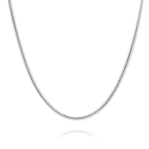 LeCalla Links 925 Sterling Silber 2 MM Magie 8-seitige italienische Schlange Kette Halskette für Jugendliche und Frauen 22 Zentimeter von LeCalla Links