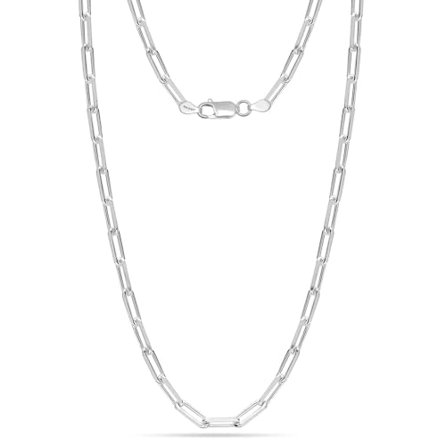 LeCalla Links Sterling Silber Italienischen Schmuck 3 MM 3.5 MM 4.5 MM PaperClip Link Kette Halskette für Teenager Frauen und Männer 16, 18, 20, 24 Zoll von LeCalla