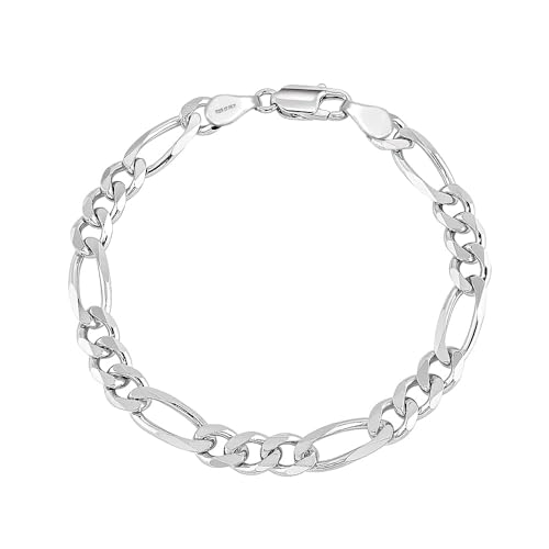 LeCalla Links Sterling Silber Schmuck 5 MM Figaro Kette Armband für Frauen, Männer und Jugendliche (7, 7.5, 8, 8.5, 9 Zoll) von LeCalla Links