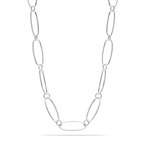 925 Sterling Silber Italienische Büroklammer Gliederkette Halskette für Frauen 91,4 cm von LeCalla Links