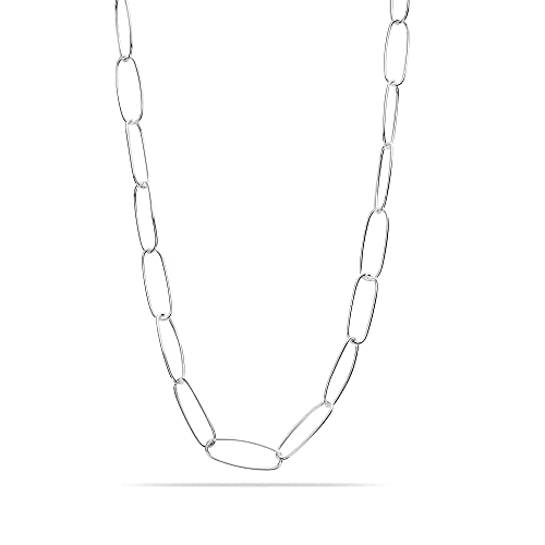 LeCalla Links 925 Sterling Silber Italienische Büroklammer Kette Halskette für Frauen 91,4 cm von LeCalla Links