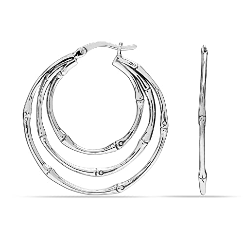 LeCalla 925 Sterling Silber Antik Orbital Bambus Creolen für Frauen Teenager von LeCalla