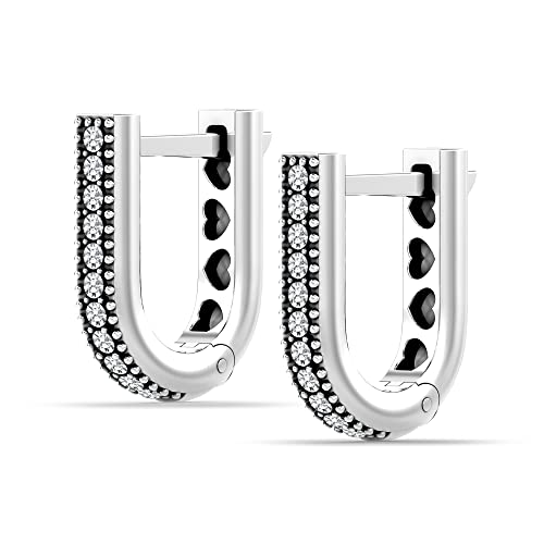 LeCalla 925 Sterling Silber CZ Huggie Creolen in U-Form für Damen und Teenager von LeCalla