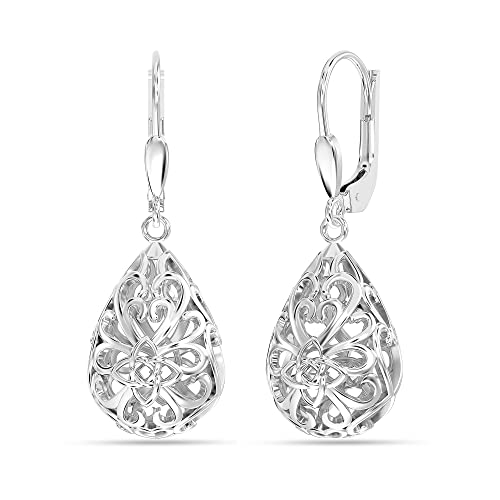 LeCalla 925 Sterling Silber Filigran Unendlichkeit keltischen Knoten Hebelrücken Drop Dangler Ohrringe für Frauen Teenager von LeCalla
