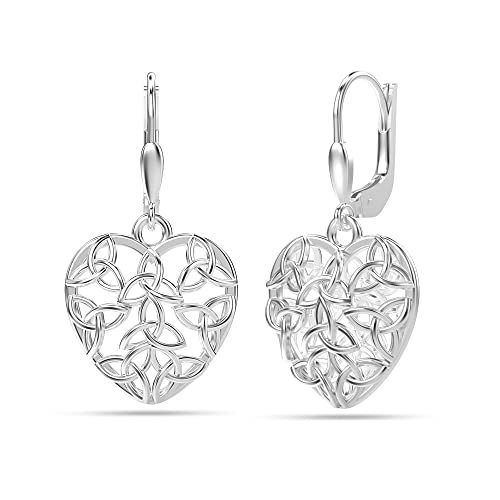 LeCalla 925 Sterling Silber Filigrane Herz Unendlichkeit Keltischer Knoten Leverback Drop Dangler Ohrringe für Damen Teen von LeCalla