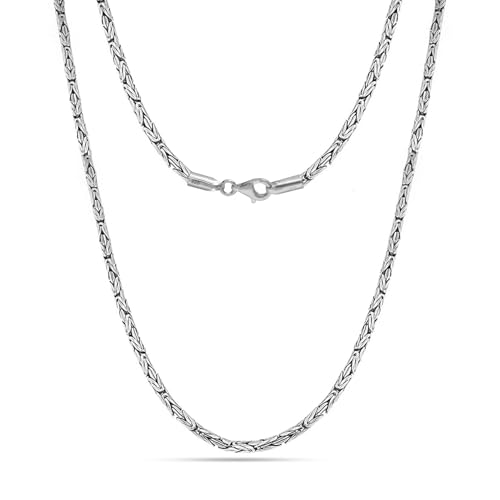 LeCalla 925 Sterling Silber Halskette Italienisch 2,5 MM Runde handgefertigte klassische byzantinische Halskette Kette für Männer 22 Zoll, Made in Italy von LeCalla