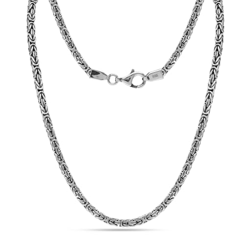 LeCalla 925 Sterling Silber Halskette Italienisch 4 MM Quadrat handgefertigt klassische antike byzantinische Link Kette Halskette für Männer Frauen mit Hummer Klaue Verschluss 20 Zoll, Made in Italy von LeCalla