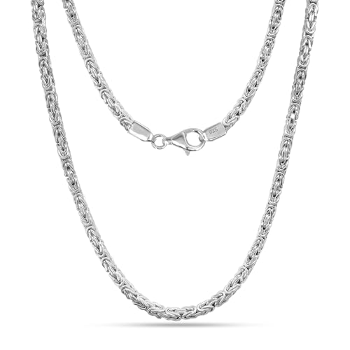 LeCalla 925 Sterling Silber Halskette Italienisch 4 MM Quadrat handgefertigte klassische byzantinische Gliederkette Halskette für Männer Frauen mit Karabinerverschluss 20 Zoll, Made in Italy von LeCalla