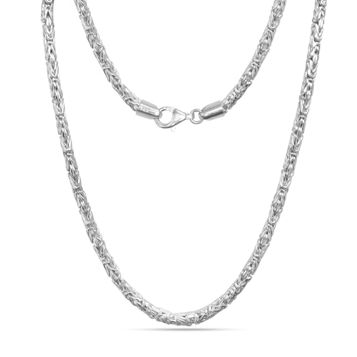 LeCalla 925 Sterling Silber Halskette Italienisch 4 MM Runde handgefertigte klassische byzantinische Halskette Kette für Frauen mit Lobster Claw Clasp 18 Zoll, hergestellt in Italien von LeCalla