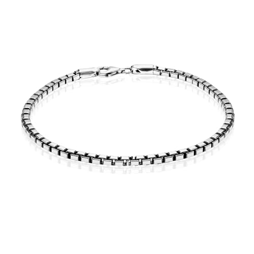 LeCalla 925 Sterling Silber Italienisch Box-Kette Armband für Männer 9 Zoll von LeCalla