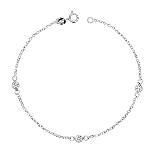 LeCalla 925 Sterling Silber Italienisch CZ Station Yard Armbänder für Frauen Teen von LeCalla