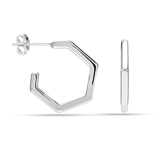 LeCalla 925 Sterling Silber Italienische C-Form Half Hoop für Damen Teen von LeCalla