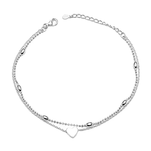 LeCalla 925 Sterling Silber Kabelkette Fußkettchen für Frauen Teen, Basic Kettenglied Fußkettchen Strand Fußkette, Sommerschmuck 10 Zoll Fußkette von LeCalla