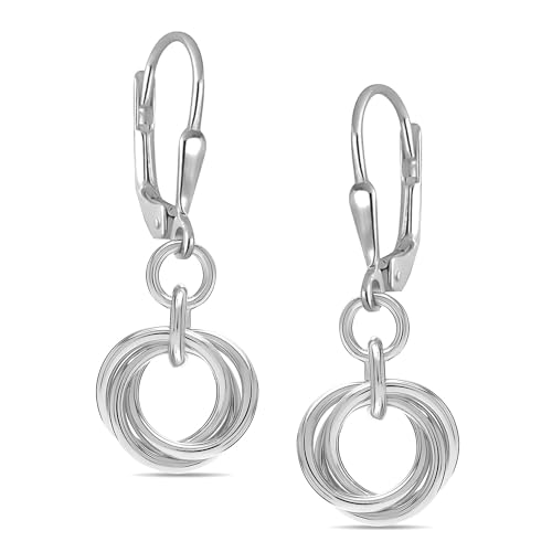 LeCalla 925 Sterling Silber Love Knot Ohrringe für Frauen | Classy Twist Knot Drop Earring | Lever-back Circle Dangle Earrings 32MM von LeCalla