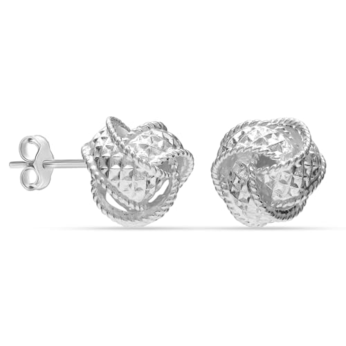 LeCalla 925 Sterling Silber Love Knot Ohrstecker | strukturiertes Design keltischen Knoten Ohrstecker für Frauen 12MM von LeCalla