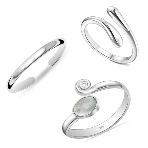 LeCalla 925 Sterling Silber Offene Zehenringe Set für Frauen | Set von 3 Pcs Plain Teardrop & Mondstein Manschette Band Offene Zehenring | Einstellbare Zehenringe Sommer Strand Fußschmuck LeCalla 925 Sterling Silber Offene Zehenringe Set für Frauen | Set von 3 Pcs Plain Teardrop & Mondstein Manschette Band Offene Zehenring | Einstellbare Zehenringe Sommer Strand Fußschmuck von LeCalla