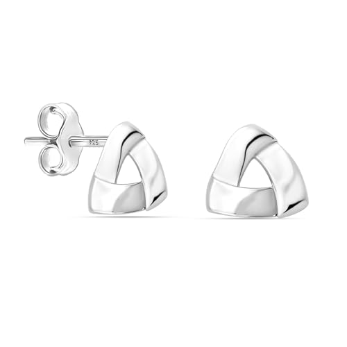 LeCalla 925 Sterling Silber Ohrringe für Frauen | Love Knot Triangle Stud Earrings | Women's Stud Earrings 7MM von LeCalla