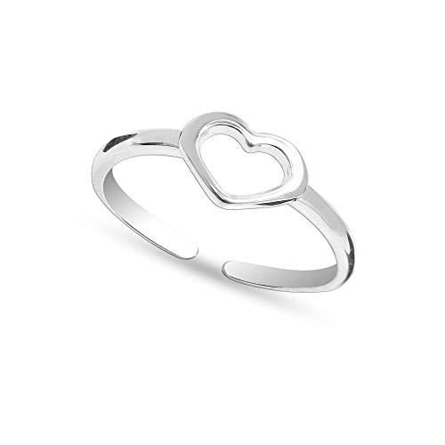 LeCalla 925 Sterling Silber Open Heart Band Ring verstellbare Zehenringe für Damen von LeCalla
