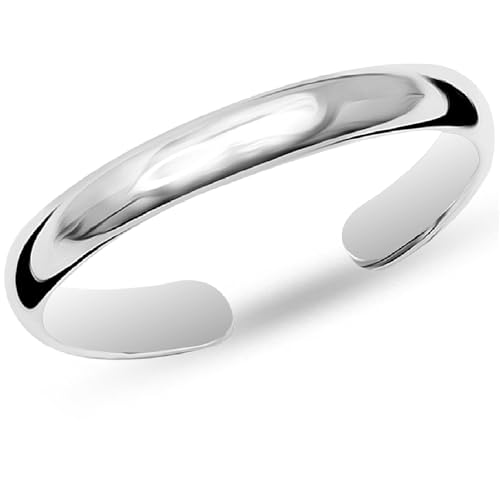 LeCalla 925 Sterling Silber Plain Dome Band Ring Hypoallergene Stilvolle Zehenringe für Frauen Einstellbare Minimalistische Fuß Ring Schmuck für Frauen 4 MM von LeCalla