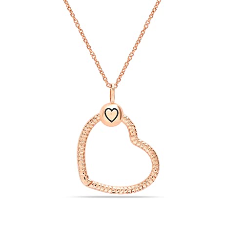 LeCalla 925 Sterling Silber Rose Gold-Plated Textur Herz-Anhänger Halskette für Frauen Teenager von LeCalla