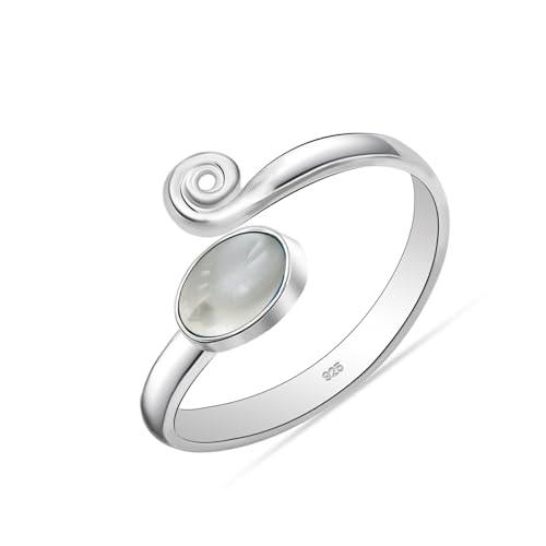 LeCalla 925 Sterling Silber Zehenringe für Frauen | Regenbogen Mondstein Stein Zehenring Midi Ring | Offen Einstellbare Handmade Edelstein Fuß Ring von LeCalla