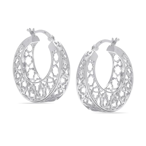LeCalla 925 Sterling Silber kleine Mesh filigrane Creolen handgemachte Runde Korb Weaven Creolen für Frauen Teenager 25 MM von LeCalla