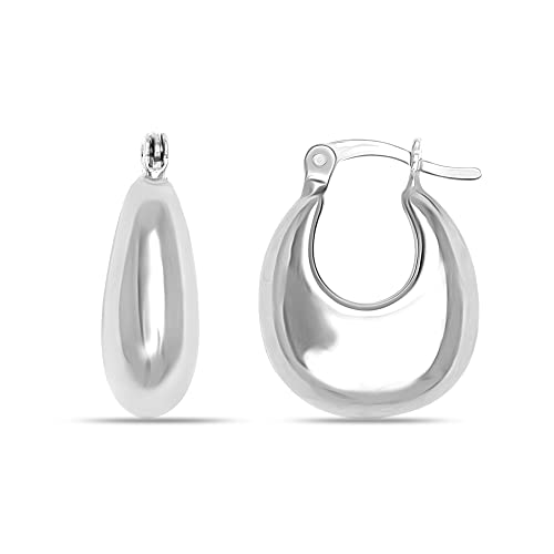 LeCalla 925 Sterling Silver Small Lightweight Bowl Hoops Hollow Puff Shrimp Hoop Earrings for Women von LeCalla