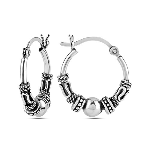 LeCalla Sterling Silber Schmuck Antik Leichtgewicht Spirale Bali Reifen Ohrringe für Teenager Mädchen von LeCalla
