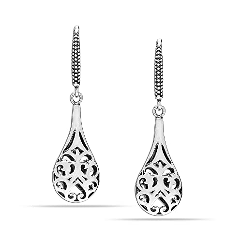 LeCalla Damen-Ohrringe aus 925er Sterlingsilber, Bali-inspirierte filigrane Regentropfen-Ohrhänger mit Haken für Teenager LeCalla Damen-Ohrringe aus 925er Sterlingsilber, Bali-inspirierte filigrane Regentropfen-Ohrhänger mit Haken für Teenager von LeCalla