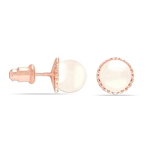 LeCalla Flaunt 18K Rose Gold-Plated 925 Sterling Silber Perle Ohrstecker für Frauen Teen von LeCalla