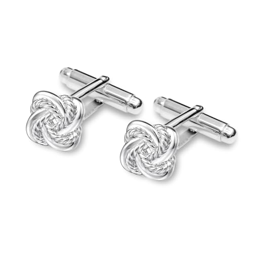 LeCalla Herren Silber Knoten Manschettenknöpfe | 925 Sterling Silber Double Love Knot Manschettenknopf | Verknotete Silber Manschettenknöpfe Hochzeit Geschenk für Männer von LeCalla