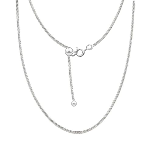 LeCalla 925 Sterling Silber Italienisch verstellbare Fuchsschwanz Spiga Kette Halskette für Frauen 24 Zoll von LeCalla