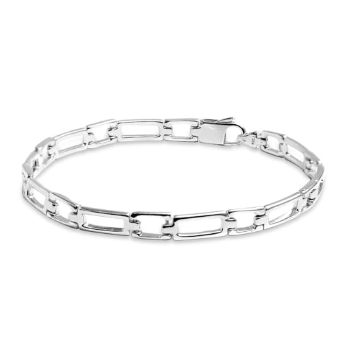 LeCalla Solid Herren 925 Sterling Silber Armband | Klassische handgefertigte italienische Link Kette Armbänder für Männer 8,5 Zoll, Made in Italy von LeCalla