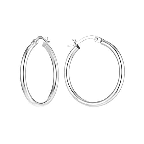 LeCalla Sterling Silber Schmuck 25 MM italienische Band-Ohrring für Frauen von LeCalla