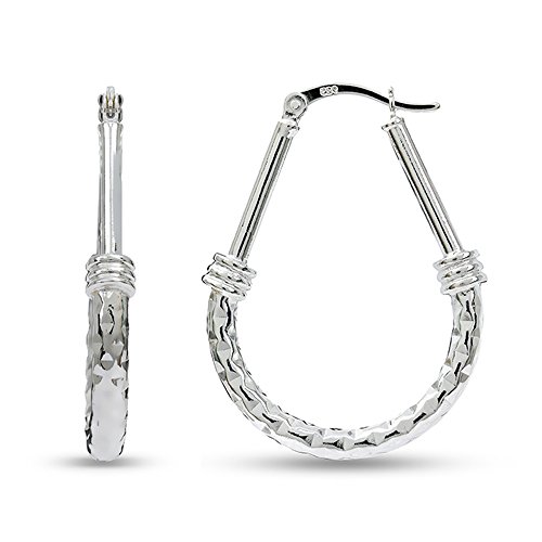 LeCalla Sterling Silver Jewelry Diamond-Cut Italian Design Hoop Earring for Women von LeCalla