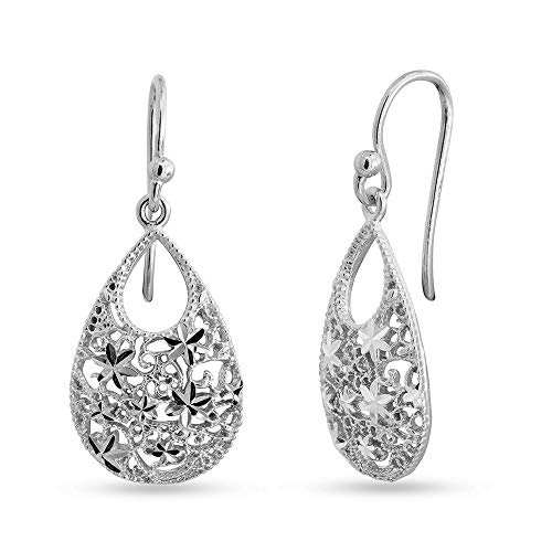 LeCalla Sterling Silber Schmuck Türkisch Doppel Tear Drop Diamond Cut Ohrringe für Frauen von LeCalla