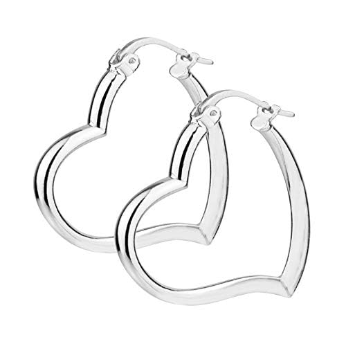 LeCalla 925 Sterling Silber Herz Creolen Schmuck leichte italienische Liebe Thema Herz Form Creolen Ohrring für Frauen - 30mm von LeCalla