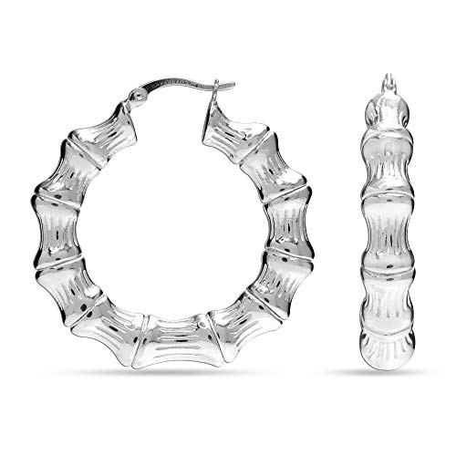 LeCalla Sterling Silber Bambus Licht-Gewicht große Reifen-Ohrringe für Frauen 40 MM von LeCalla