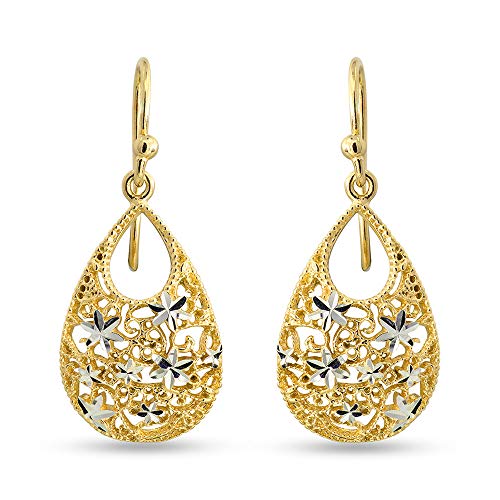 LeCalla Sterling Silber Turkish Double Tear Drop Diamond-Cut Ohrringe Stilvolle Arbeitskleidung für Women von LeCalla