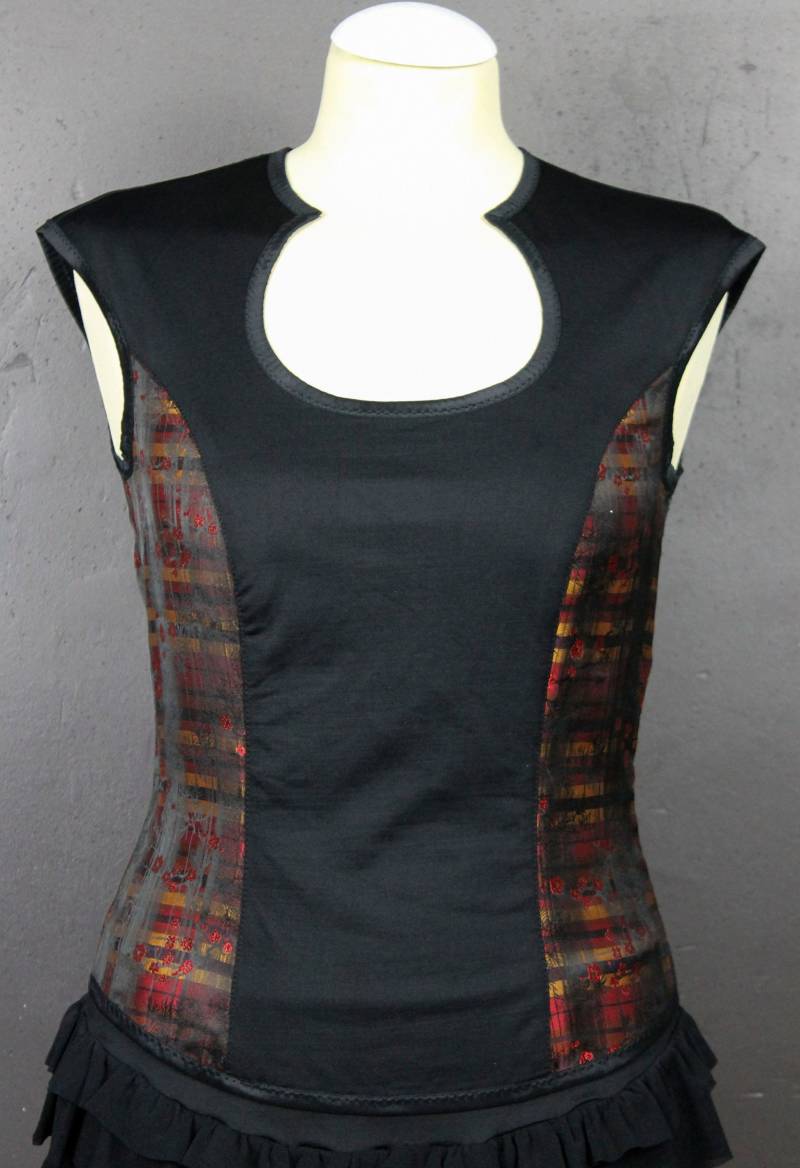 Top Frauen Kleine Hoch Geschnitten Prinzessin Ausschnitt Phantasie Bestickt Plaid Jacquard Zweige Der Kirsche Rote Blumen Tm von LeDedArpine