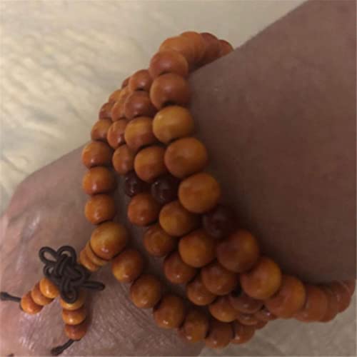 1 Stück Armband Männer Frauen Tibetisch-buddhistisches Gebet Mala Meditation Baum des Lebens 108 Perlen Holz Rosenkranz Armbänder Schmuck-Gelb von LeGDOr