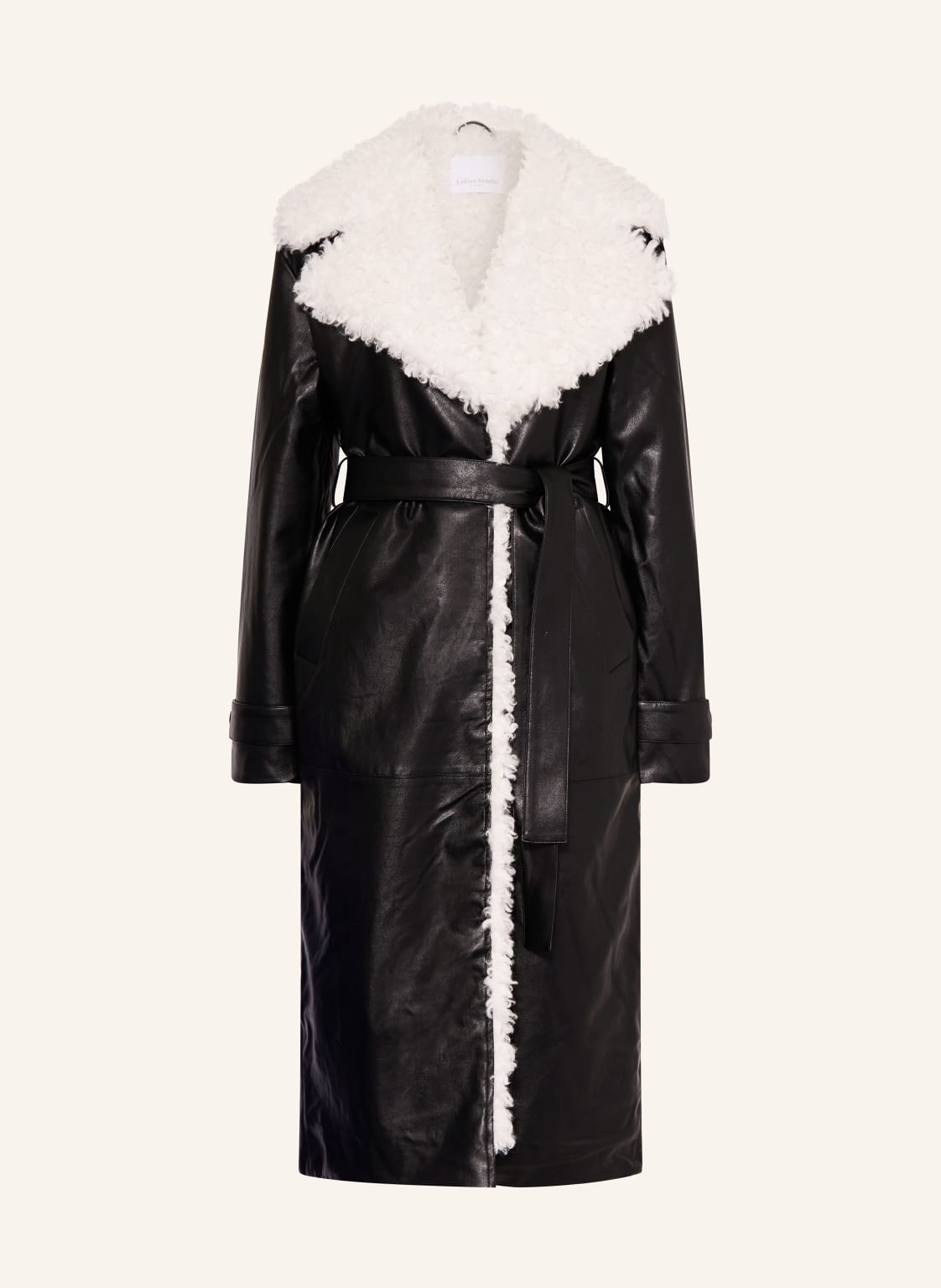 Leger Studio Mantel Janique In Lederoptik Mit Kunstfell schwarz von LeGer Studio